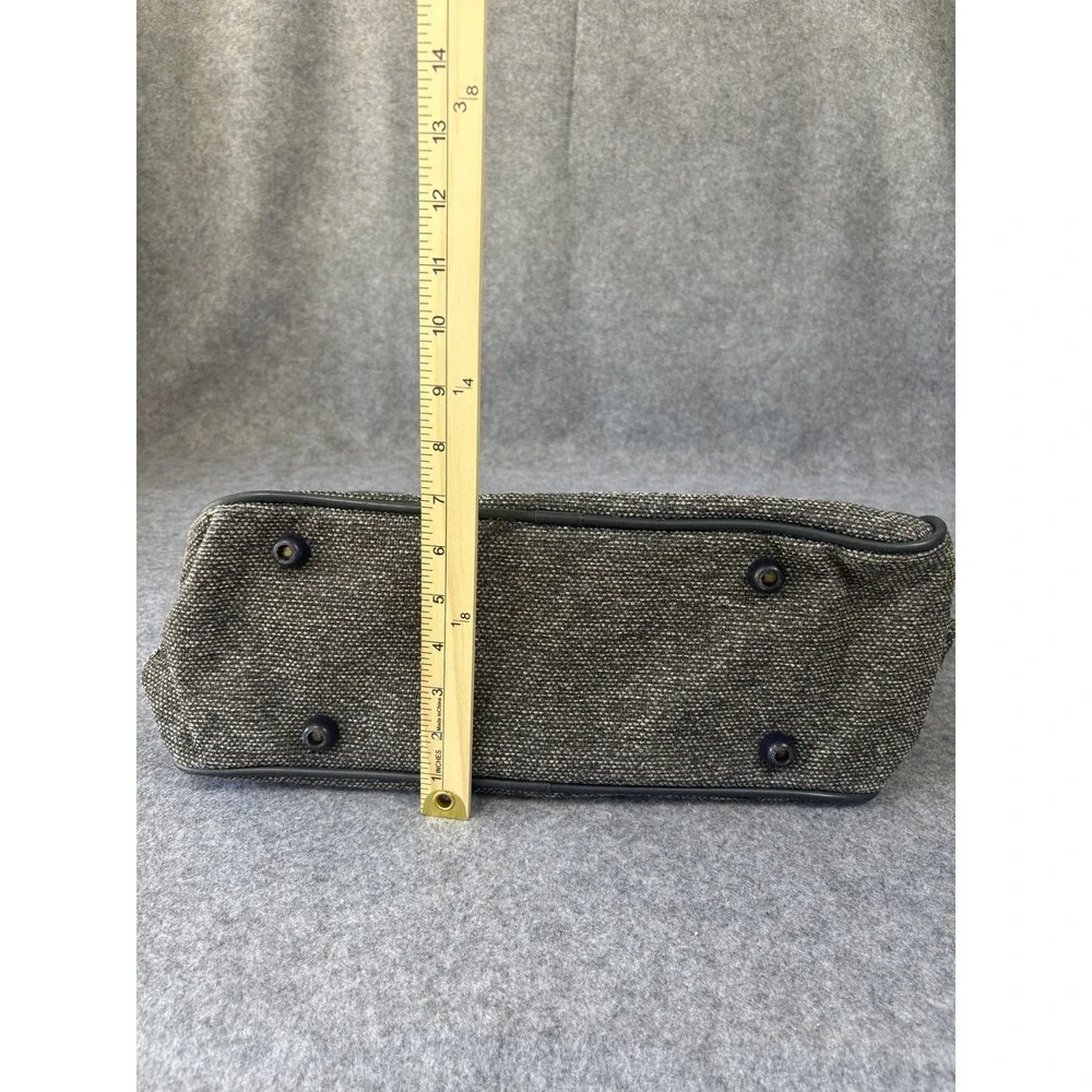Jordache Vintage Messenger Bag Medium Gray‎ Tweed Faux Leather Trim Crossbody